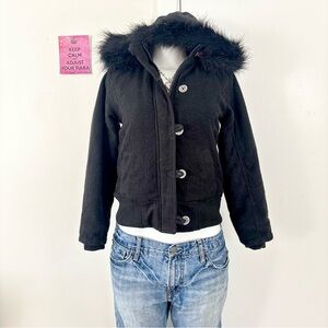 Justice Black Fur-Trimmed Puffer Jacket